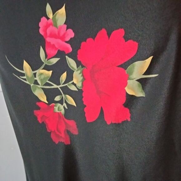 Vintage 90s Styleworks Women's Sz 12 Black Floral Print Maxi Sheath Dress - Picture 3 of 6